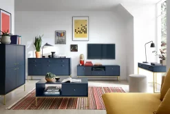 Table basse, bleu marine, 103,5 x 46,2 x 68 cm, pieds dorées