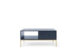 Table basse, bleu marine, 103,5 x 46,2 x 68 cm, pieds dorées