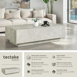 Table basse d'appoint avec pieds en bois MDF sans montage design minimaliste