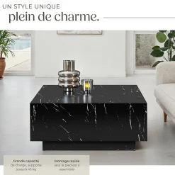 Table basse d'appoint avec pieds en bois MDF sans montage design minimaliste