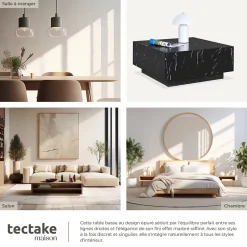 Table basse d'appoint avec pieds en bois MDF sans montage design minimaliste