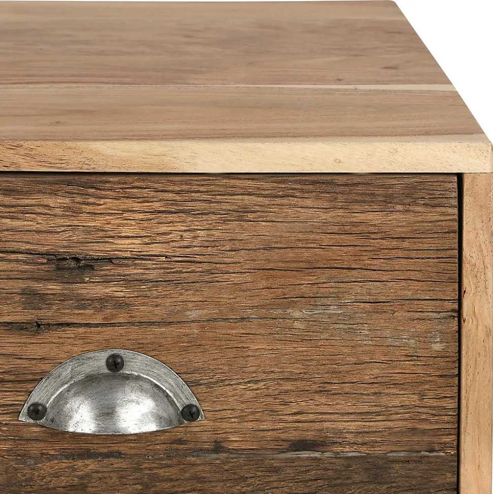 Table basse tv taipei WOMO-DESIGN 110x50 cm bois massif d'acacia pieds en métal espace de rangement