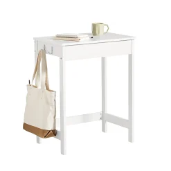 Table Bureau informatique Secrétaire avec 1 tiroir et 2 crochets, FWT43-W, SoBuy