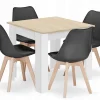 Table carrée VALORA avec 4 chaises RIXK noires - Chêne Sonoma 80x80