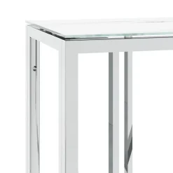 Table console argenté 110x30x70 cm acier inoxydable et verre vidaXL