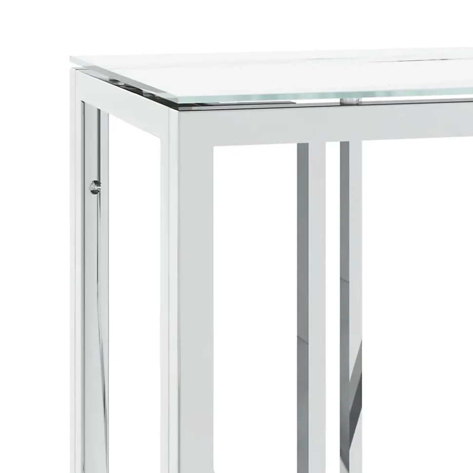 Table console argenté 110x30x70 cm acier inoxydable et verre vidaXL