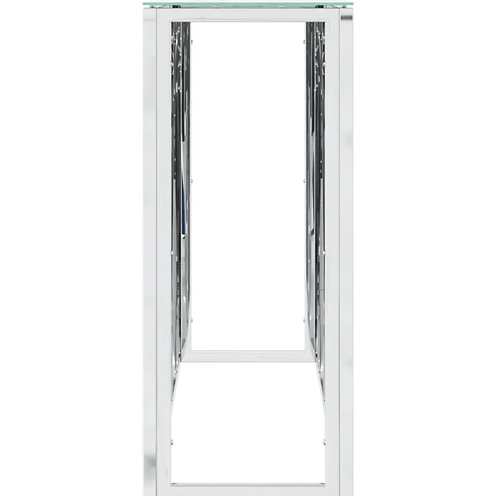 Table console argenté 110x30x70 cm acier inoxydable et verre vidaXL