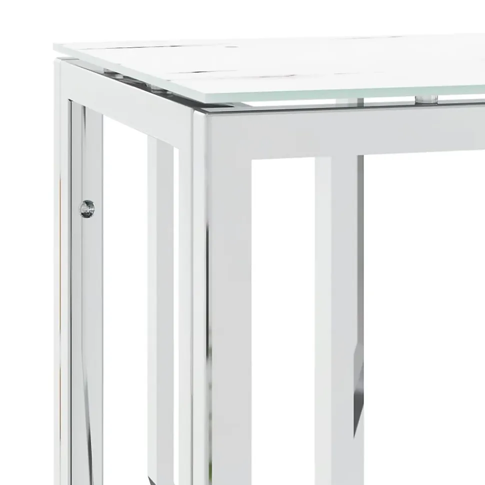 Table console argenté 70x30x70 cm acier inoxydable et verre vidaXL