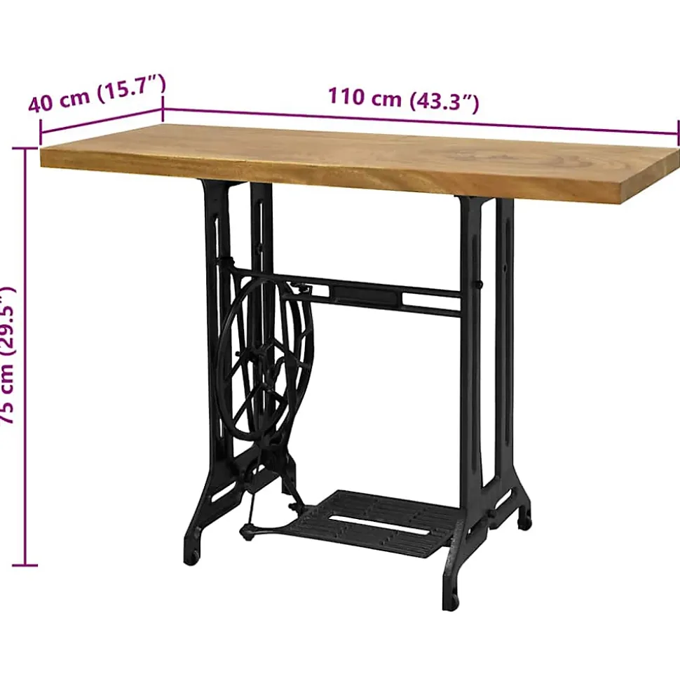 Table console avec machine à coudre 110x40x75 cm vidaXL