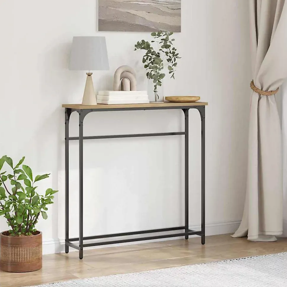 Table console avec étagère Chêne artisanal 75 x 19,5 x 75 cm vidaXL