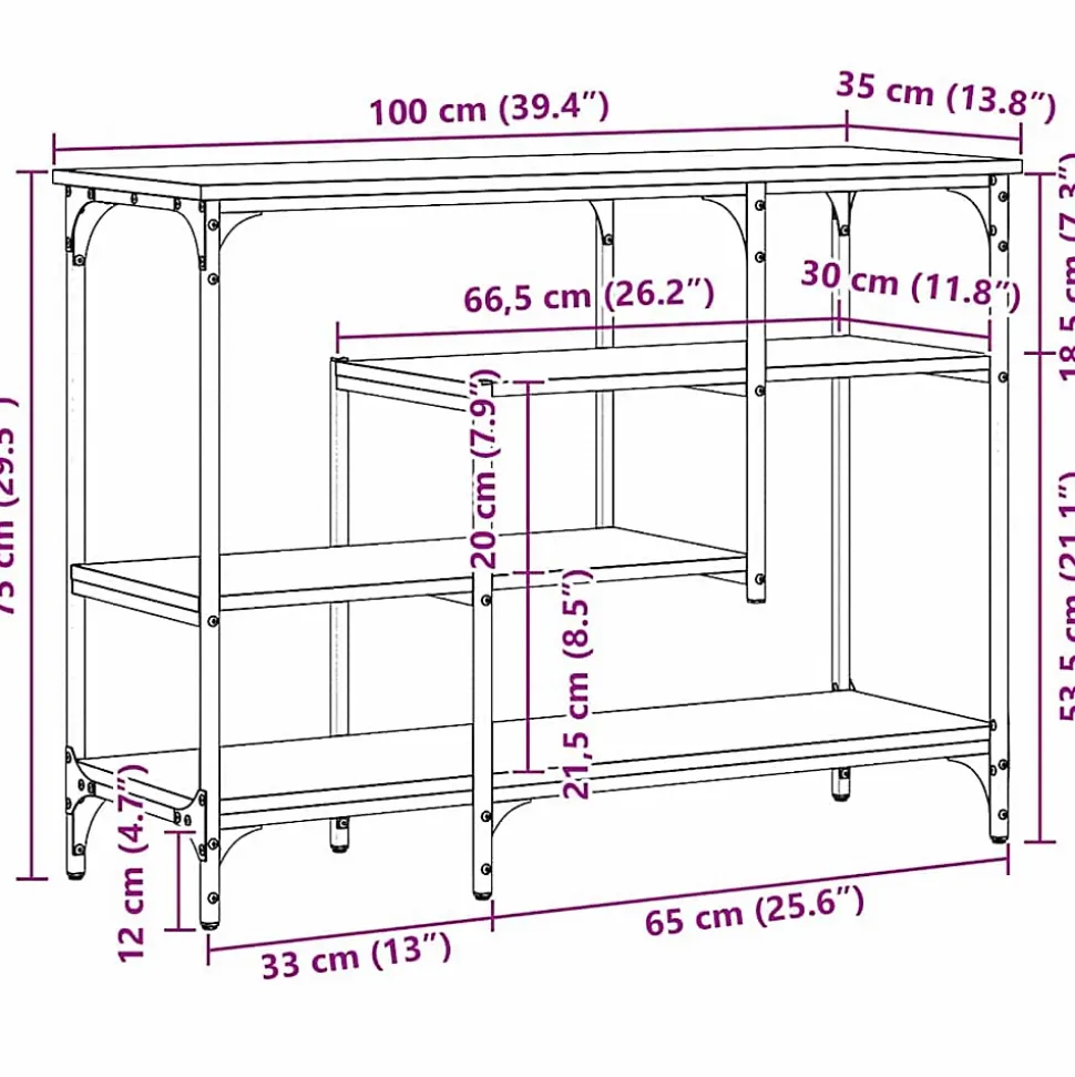 Table Console avec étagère Bois ancien 100 x 35 x 75 cm vidaXL