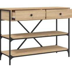 Table console avec tiroirs et étagères chêne sonoma vidaXL