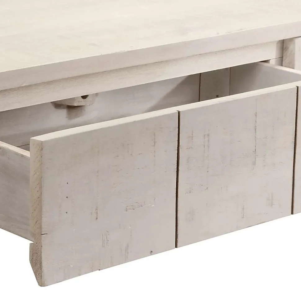 Table console blanc 110x35x75 cm bois de manguier solide vidaXL