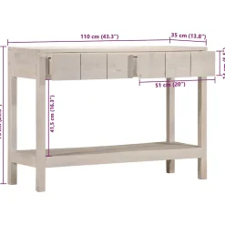 Table console blanc 110x35x75 cm bois de manguier solide vidaXL