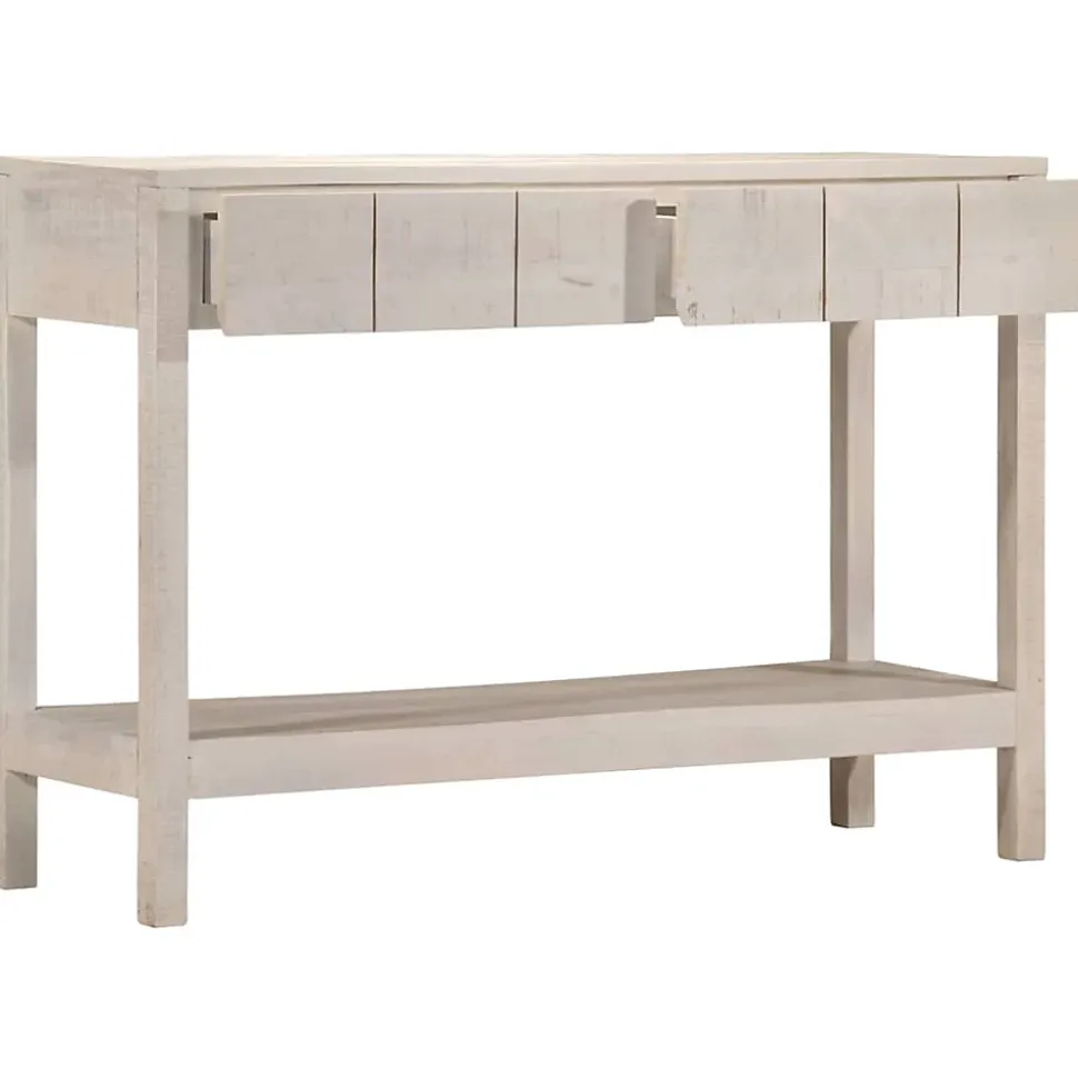 Table console blanc 110x35x75 cm bois de manguier solide vidaXL