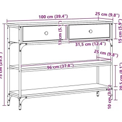 Table console Bois ancien 72,5 x 25 x 75 cm Bois d'ingénierie vidaXL