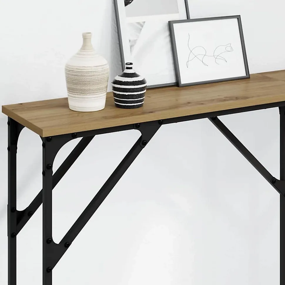 Table console chêne artisanal 140 x 23 x 75 cm vidaXL