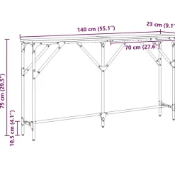 Table console Chêne noir 140 x 23 x 75 cm vidaXL