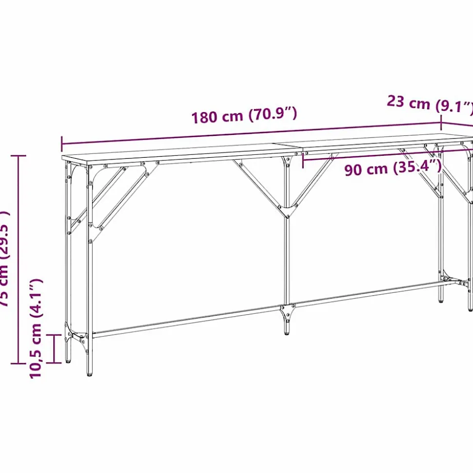 Table console Chêne noir 180 x 23 x 75 cm vidaXL