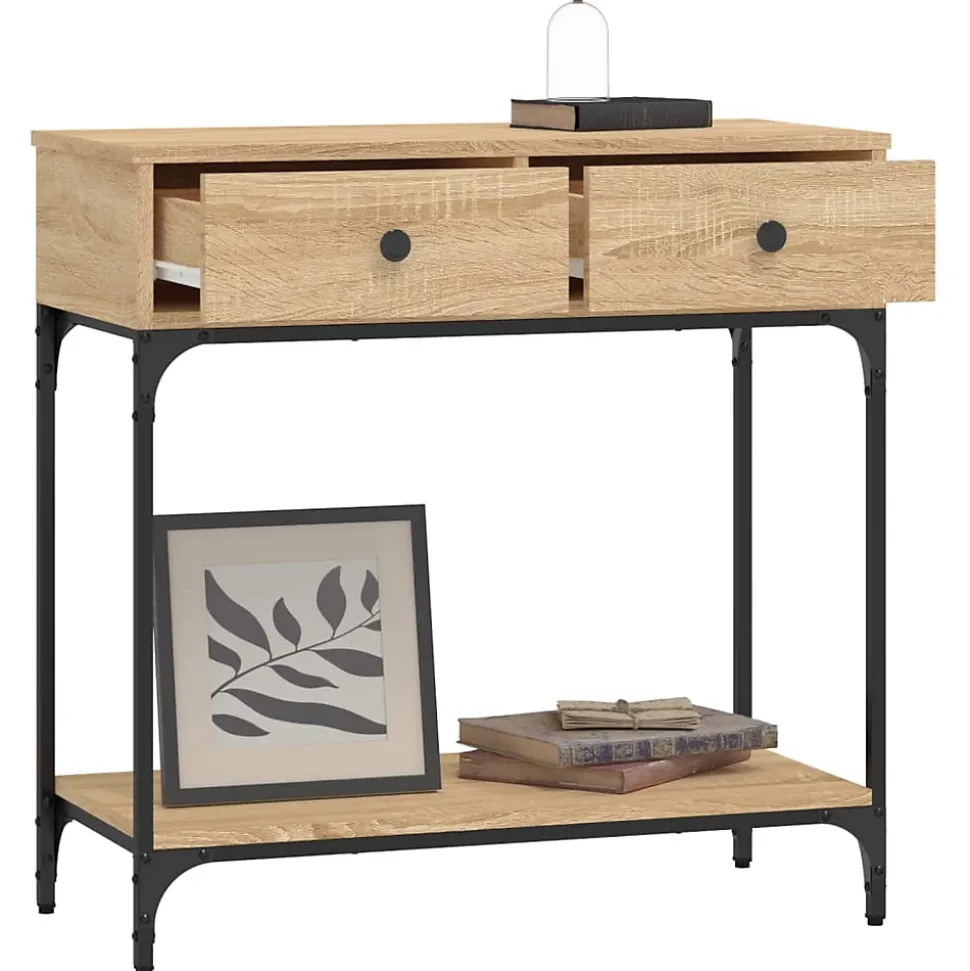 Table console chêne sonoma 75x34,5x75 cm bois d'ingénierie vidaXL