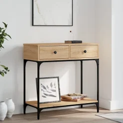 Table console chêne sonoma 75x34,5x75 cm bois d'ingénierie vidaXL
