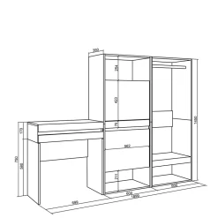 Table Console d'entrée 190x35x145cm meuble chaussures vestiaire blanc