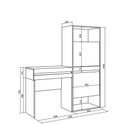 Table Console d'entrée 130x35x145cm meuble à chaussures chêne