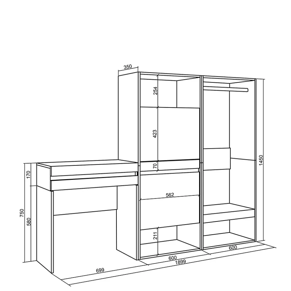 Table Console d'entrée 190x35x145cm meuble chaussure vestiaire chêne