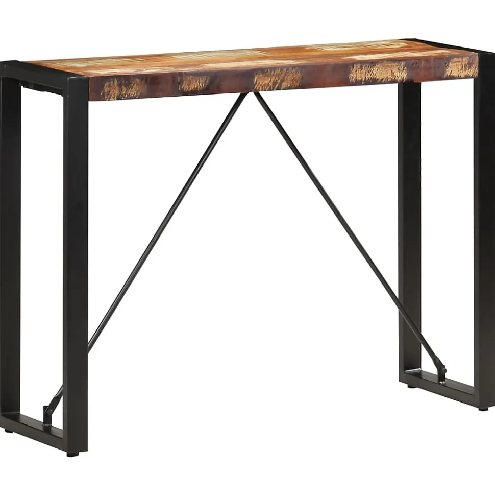 Table console en bois de récupération massif - VIDAXL - 110x35x76 cm - Laqué - Noir - Vintage