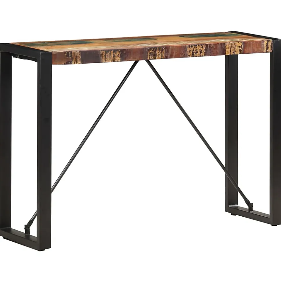Table console en bois de récupération massif - VIDAXL - 110x35x76 cm - Laqué - Noir - Vintage