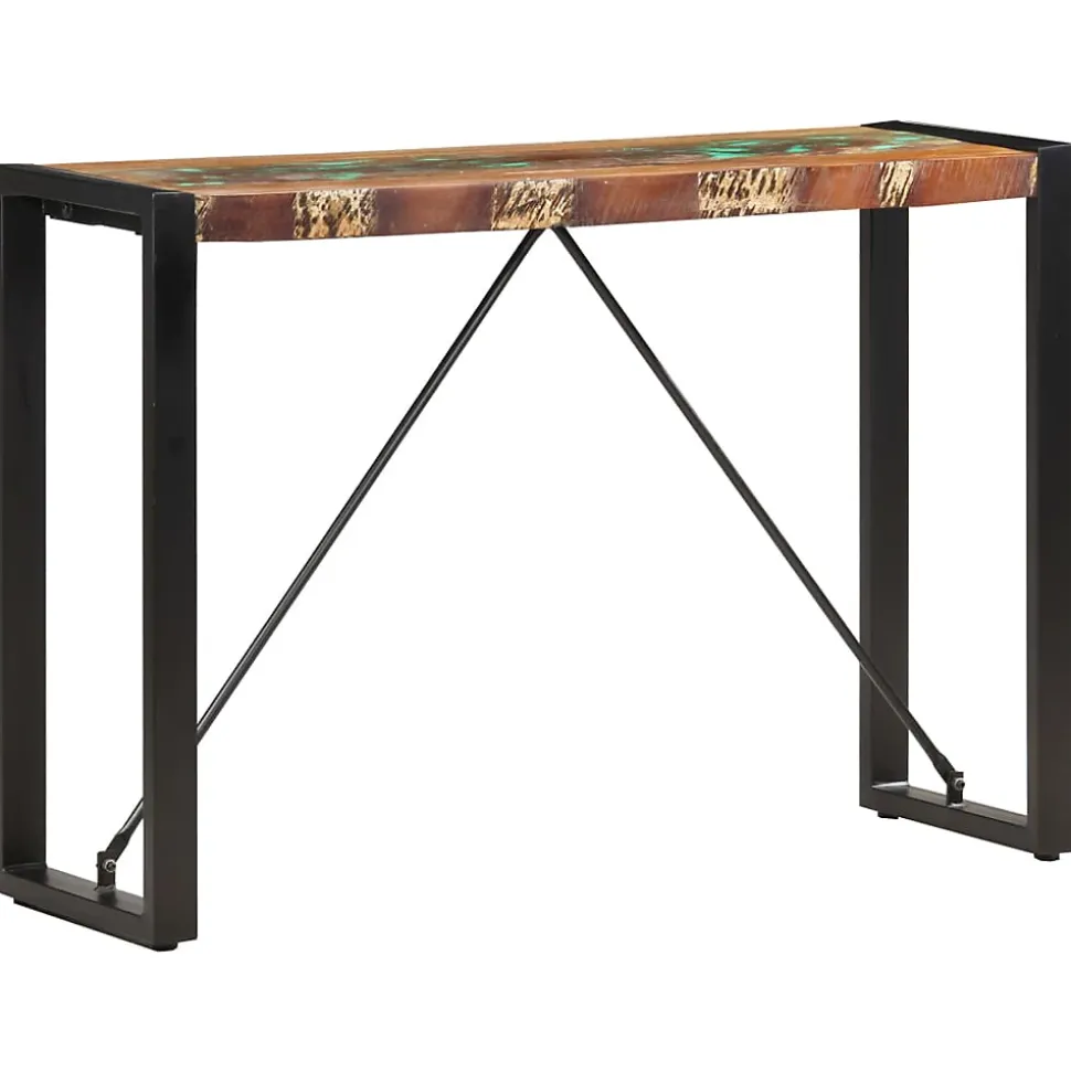 Table console en bois de récupération massif - VIDAXL - 110x35x76 cm - Laqué - Noir - Vintage