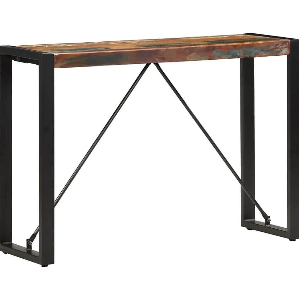 Table console en bois de récupération massif - VIDAXL - 110x35x76 cm - Laqué - Noir - Vintage