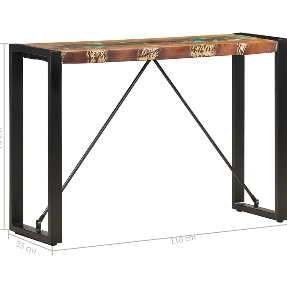 Table console en bois de récupération massif - VIDAXL - 110x35x76 cm - Laqué - Noir - Vintage