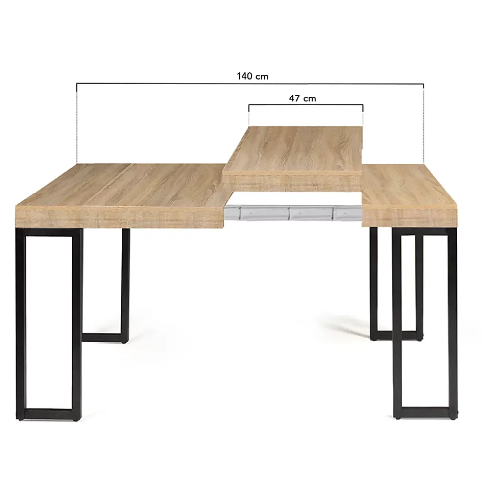 Table console extensible TORONTO 6 personnes 140 cm design industriel