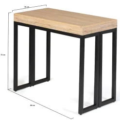Table console extensible TORONTO 6 personnes 140 cm design industriel