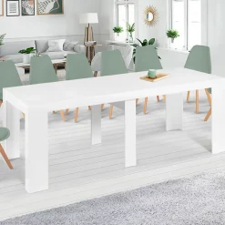 Table console extensible ORLANDO 14 personnes 300 cm bois blanc