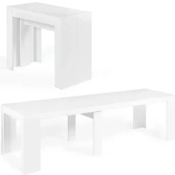Table console extensible ORLANDO 14 personnes 300 cm bois blanc