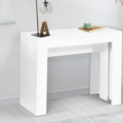 Table console extensible ORLANDO 14 personnes 300 cm bois blanc