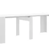 Table console extensible en chêne blanc brillant - Longueur 54-239 x Hauteur 77 x Profondeur 90 cm