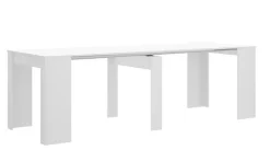 Table console extensible en chêne blanc brillant - Longueur 54-239 x Hauteur 77 x Profondeur 90 cm
