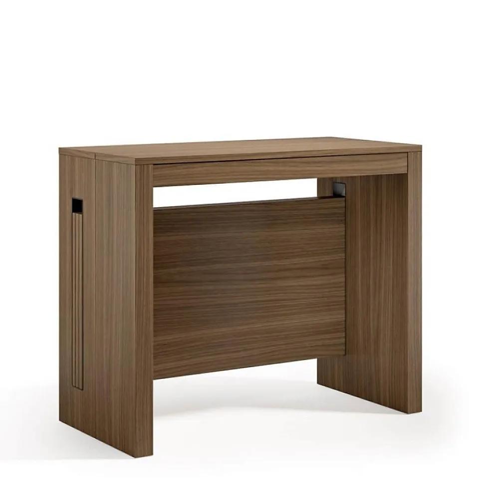 Table console extensible 8 couverts TOPAZ noyer 90 cm avec allonges intégrées TERRANEO