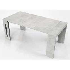 Table console extensible 8 couverts TOPAZ 90 cm béton avec allonges intégrées TERRANEO