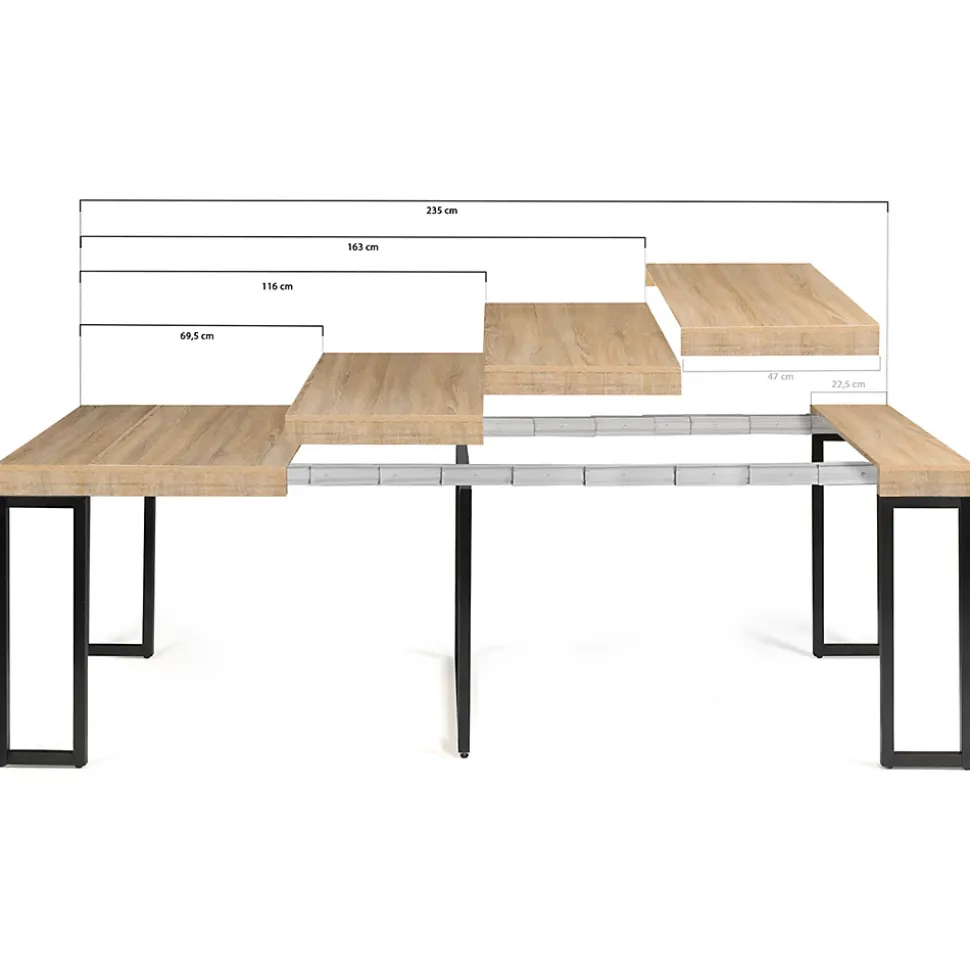 Table console extensible TORONTO 10 personnes 235 cm design industriel