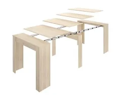 Table console extensible en chêne naturel - Longueur 54-239 x Hauteur 77 x Profondeur 90 cm