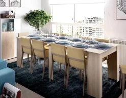 Table console extensible en chêne naturel - Longueur 54-239 x Hauteur 77 x Profondeur 90 cm
