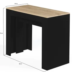Table console extensible ORLANDO 10 personnes 235 cm bois noir et façon hêtre