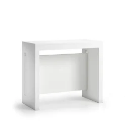 Table console extensible 8 couverts TOPAZ 90 cm blanc avec allonges intégrées TERRANEO