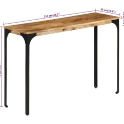 Table console marron 110x35x76cm bois massif de manguier et fer vidaXL