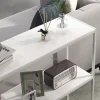 Table console plateau étagère dim. 100L x 30l x 87H cm acier panneaux blanc