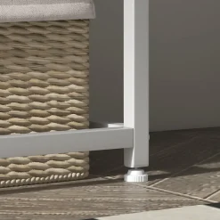 Table console plateau étagère dim. 100L x 30l x 87H cm acier panneaux blanc